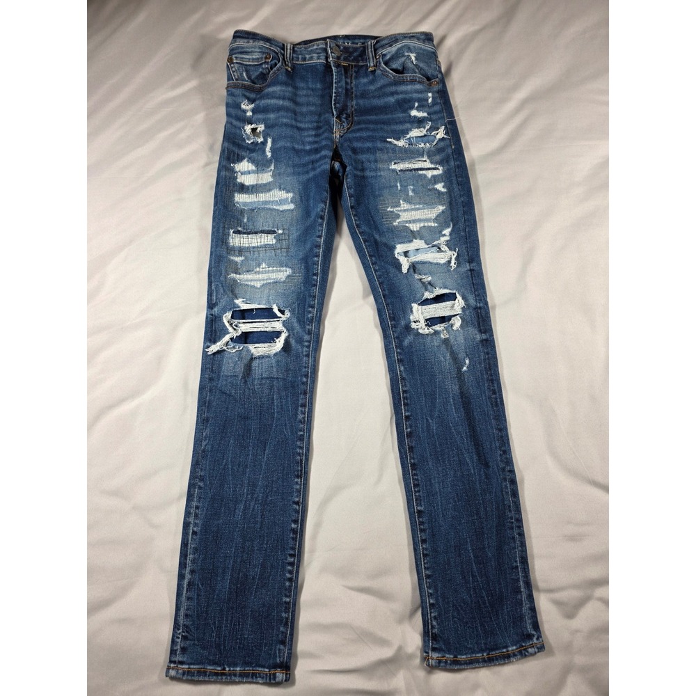 American Eagle Jeans Men 29x32 (Fit 29x31) Airflex‎ 360 Slim Distressed Ripped